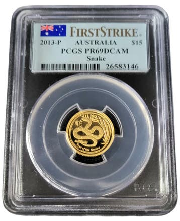 Gouden Lunar II - 1/10 oz 2013 Year of the Snake First, Verzenden, Losse munt, Goud