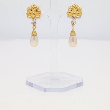 Oorbellen - 18 karaat Geel goud, Witgoud - Parel, Sieraden, Tassen en Uiterlijk, Oorbellen, Nieuw
