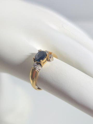 Ring - 14 karaat Geel goud, Witgoud - Met saffier en, Nieuw