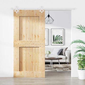 vidaXL Schuifdeur 95 x 210 cm Massief Grenenhout, Verzenden, Nieuw