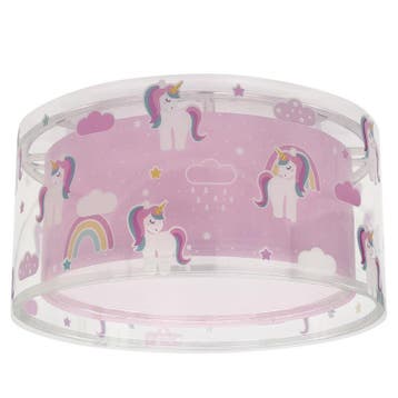 Roze kinderkamer plafondlamp kunststof, Unicorn, Ophalen of Verzenden, Nieuw