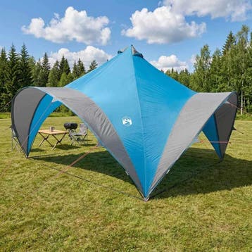 vidaXL Partytent met dak Blauw 400 x 400 x 320 cm Polyester, Caravans en Kamperen, Verzenden, Nieuw, Tot en met 2