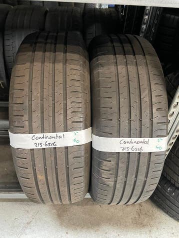 215-65-16 Continental Zomerbanden 5mm Incl Montage 215 65 16, Auto-onderdelen, Banden en Velgen, Ophalen, 16 inch, Band(en), Personenwagen