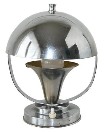 Tafellamp - H 22 cm - Metaal, Verchroomd - Art Deco