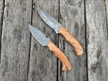 Keukenmes - Handgemaakte Skinner-messen, damaststaal,