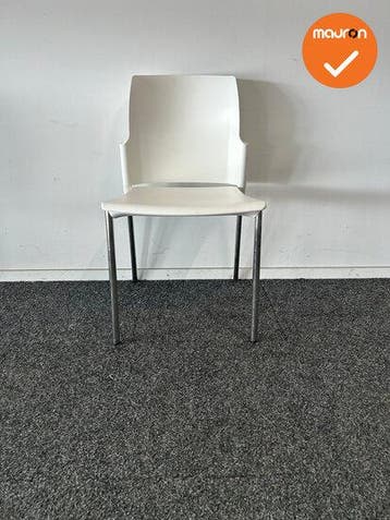 Vergaderstoel S20 - Wit - Chroom frame - 4 poot, Vergader- of Presentatieruimte, Ophalen of Verzenden, Gebruikt, Stoel