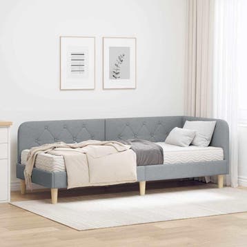 vidaXL Hoekbedframe Lichtgrijs 80 x 200 cm Stof, Verzenden, Nieuw, Eenpersoons, Stof