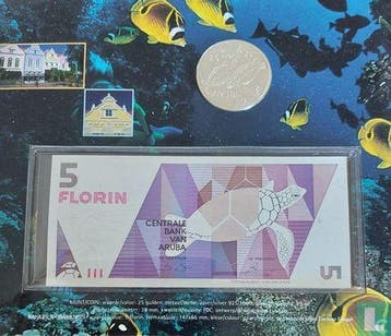 Aruba combinatie set 1995 Zeeschildpadden, Verzenden, Setje, Goud