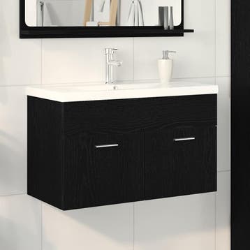 vidaXL Badkamerkast Zwart Eiken 80 x 38,5 x 46 cm Bewerkt, Verzenden, Nieuw, (Half)hoge kast