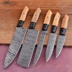 Keukenmes - Chefs knife - Gevouwen staal, olijfhout en hars, Antiek en Kunst