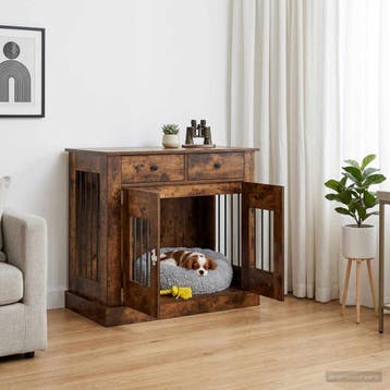 vidaXL Hond Bench Meubel Gerookt eiken 90 x 47,5 x 80 cm, Dieren en Toebehoren, Verzenden, Nieuw