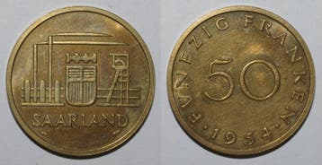 Allemagne Duitsland Saar Km 3 50 Franken 1954, Verzenden