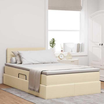 vidaXL Opbergbed met matras met hoofdeinde Crème 120 x 200, Verzenden, Nieuw, Crème