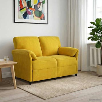 vidaXL 2-Zits Sofa Geel 138 x 83 x 95 cm Fluweel, Verzenden, Minder dan 150 cm, Stof, Nieuw
