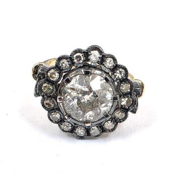 Ring - 18 karaat Geel goud, Zilver - 2.82ct. tw. Diamant, Nieuw