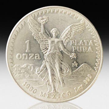 Mexico. Silver .999 1 Oz Libertad 1990 (Zonder, Postzegels en Munten