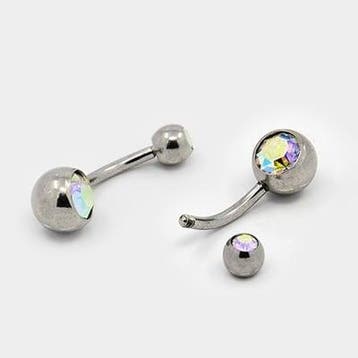 RVS 316 Chirurgisch staal Navel piercing met kristal 24x8..., Ophalen of Verzenden, Nieuw, Overige typen