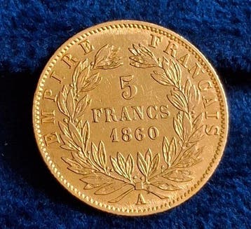 Frankrijk. Napoléon III. 5 Francs 1860-A, Paris