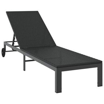 Loungestoel Buiten - Zwart | 52% Korting, Ophalen of Verzenden, Zo goed als nieuw, Wicker, Verstelbaar