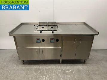 RVS Dubbele Friteuse Frituur 2 x 12 liter 400V 185 cm Horeca, Ophalen of Verzenden, Gebruikt