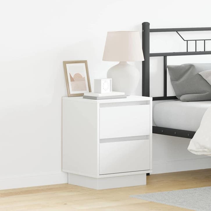 vidaXL Nachtkastje Wit 39 x 34,5 x 50 cm Bewerkt hout, Huis en Inrichting, Slaapkamer | Nachtkastjes, Nieuw, Minder dan 45 cm