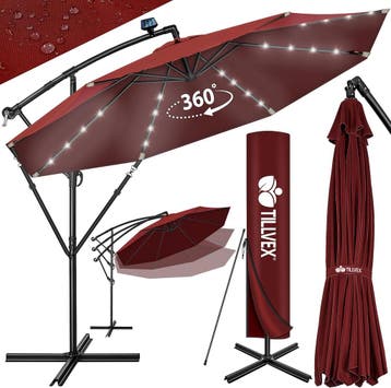 Zweefparasol - Tuinparasol - Parasol 300 cm - Met voet - Met, Verzenden, Zo goed als nieuw