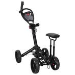 vidaXL Golf trolley met zitplaats Zwart Aluminium Opvouwbaar, Verzenden, Nieuw