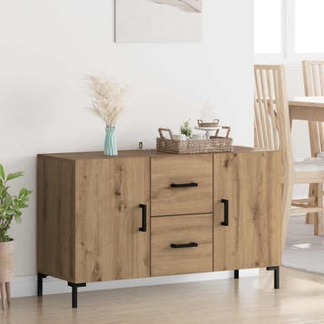 vidaXL Dressoir Artisan Eiken 100 x 36 x 60 cm Bewerkt hout, Verzenden, Nieuw, Overige houtsoorten, Minder dan 50 cm