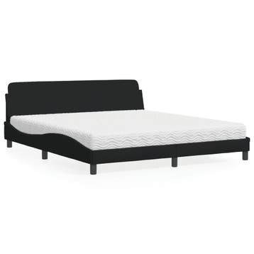 vidaXL Bed met matras Dover stof zwart 180x200 cm, Eenpersoons, Verzenden, Zwart, Nieuw