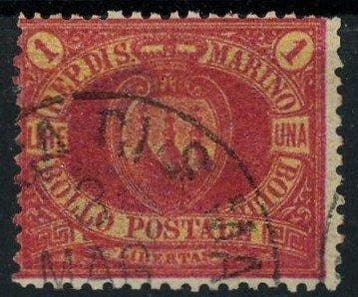 San Marino 1892 - Cijfer of wapen, derde serie. Postzegel, Postzegels en Munten, Postzegels | Europa | Italië, Gestempeld