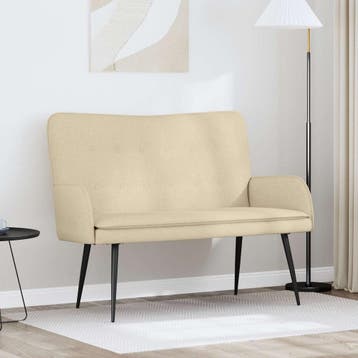 vidaXL 2-Zits Sofa Crèmekleurig 115 x 61 x 87 cm Stof, Verzenden, Minder dan 150 cm, Stof, Nieuw