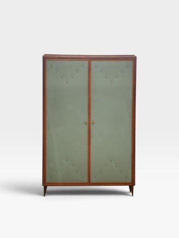 Kleerkast - Hout, Metaal, imitatieleer, Glas - Kledingkast