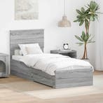 vidaXL Bedframe Grijs Sonoma en Zilver 75 x 190 cm Bewerkt, Verzenden, Nieuw, Grijs, Hout