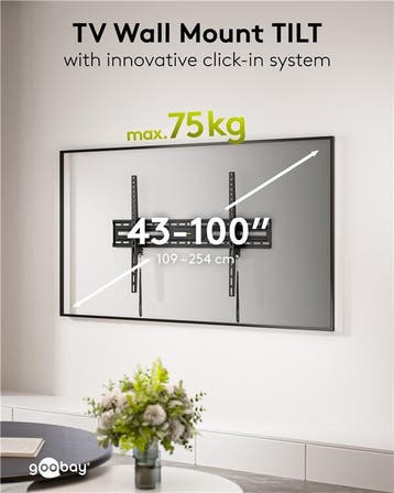 TV Muurbeugel Kantelbaar – Zwart-109 - 254 cm, Ophalen of Verzenden, Nieuw