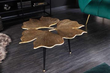 Decoratieve salontafel GINKGO LEAFS 75cm goud handgemaakt, Ophalen of Verzenden, Nieuw