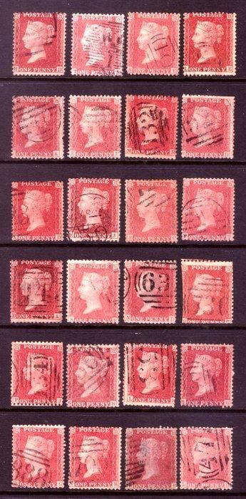 Groot-Brittannië 1857/1863 - 1-delig rozenrood bordenset -, Gestempeld