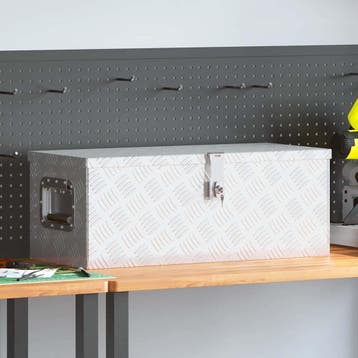 vidaXL Opbergbox 70x31x27 cm aluminium zilverkleurig, Verzenden, Nieuw
