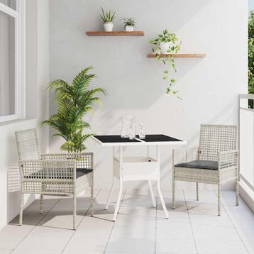 vidaXL Tuin eettafelset 3 st Lichtgrijs poly rattan, Verzenden, Nieuw, 3 zitplaatsen
