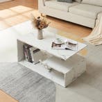 Salontafel Haarlem rechthoekig marmerlook wit 90x50x41 cm [e, Verzenden, Nieuw