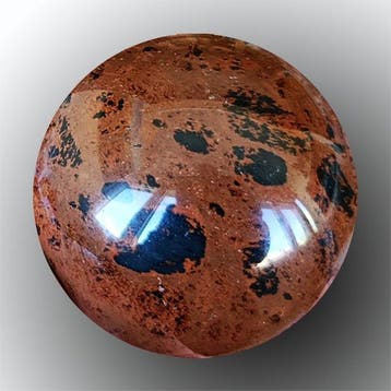Gepolijste bol in Obsidiaan mahonie. - Hoogte: 90 mm -