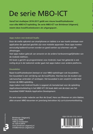 Apps maken met Android Studio / MBO ICT 9789057523458, Verzenden, Zo goed als nieuw, Krijn Hoogendorp