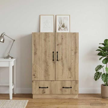 vidaXL Dressoir Artisanaal eiken 66 x 34,5 x 92 cm Bewerkt, Verzenden, Nieuw, Overige houtsoorten, Minder dan 50 cm