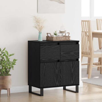 vidaXL Dressoir Zwart Eiken 60 x 35 x 70 cm Gemonteerd hout, Huis en Inrichting, Verzenden, Nieuw, Overige houtsoorten, Minder dan 50 cm