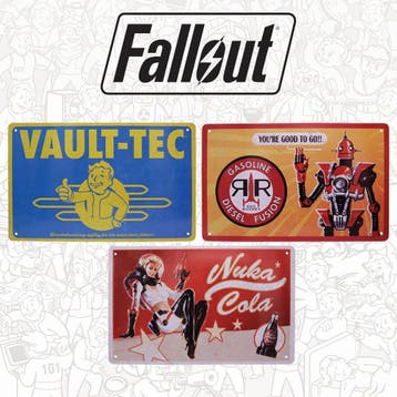Fallout Tin Signs 3 Pack Brands, Ophalen of Verzenden, Nieuw, Film, Gebruiksvoorwerp