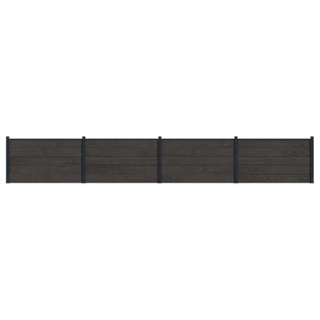 vidaXL Hekpaneel 4 pcs WPC en Aluminium Zwart, Tuin en Terras, Verzenden, Nieuw
