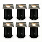 6-Stuks | LED Grondspot GU10 vierkant | Athens | RVS | IP66, Nieuw, Ophalen of Verzenden, Modern, Led