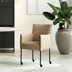 Set van 6 Leren eetkamerstoelen More - Granada Taupe, Huis en Inrichting, Stoelen, Ophalen of Verzenden, Nieuw, Leer