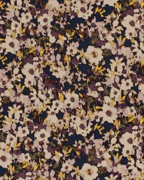Viscose/Nylon Jersey Bloemen Aubergine, Nieuw, Paars