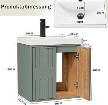 Wastafelkast - Wastafelmeubel - Wastafelonderkast - 49 cm -, Verzenden, Zo goed als nieuw