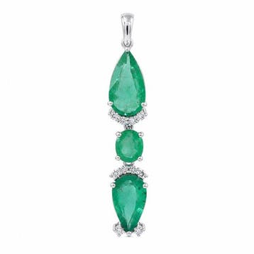 Zonder minimumprijs - Hanger - 14 karaat Witgoud - 3.62ct.